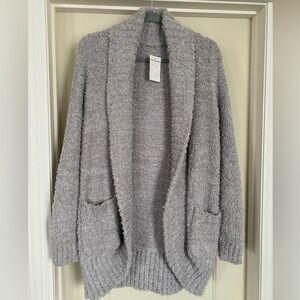 Honeydew Cozy Women's Gray Fuzzy Open-Front Sweater Cardigan